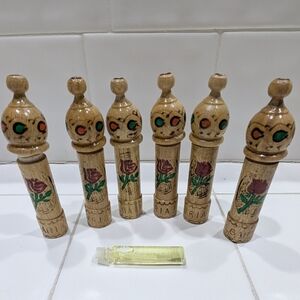 Vintage Handcrafted Wooden Perfume Bottles With Perfume